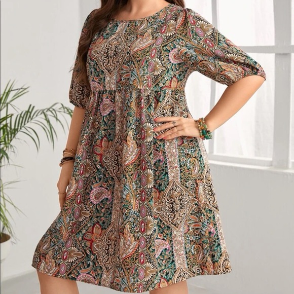 Boho floral paisley print smock dress - Picture 10 of 10